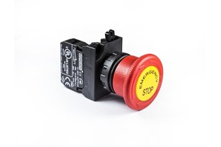CP Serisi Plastik 1NC Acil Stop 40 mm Çevirmeli Etiketli Kırmızı 22 mm Buton